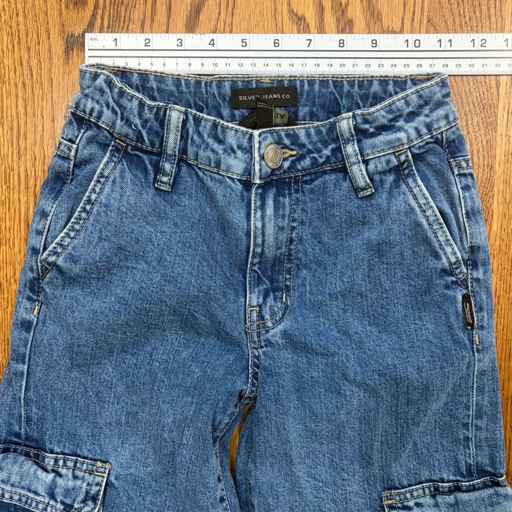 Silver Jeans Olivia Wide Leg High Rise Cargo Girls - Picture 4 of 6